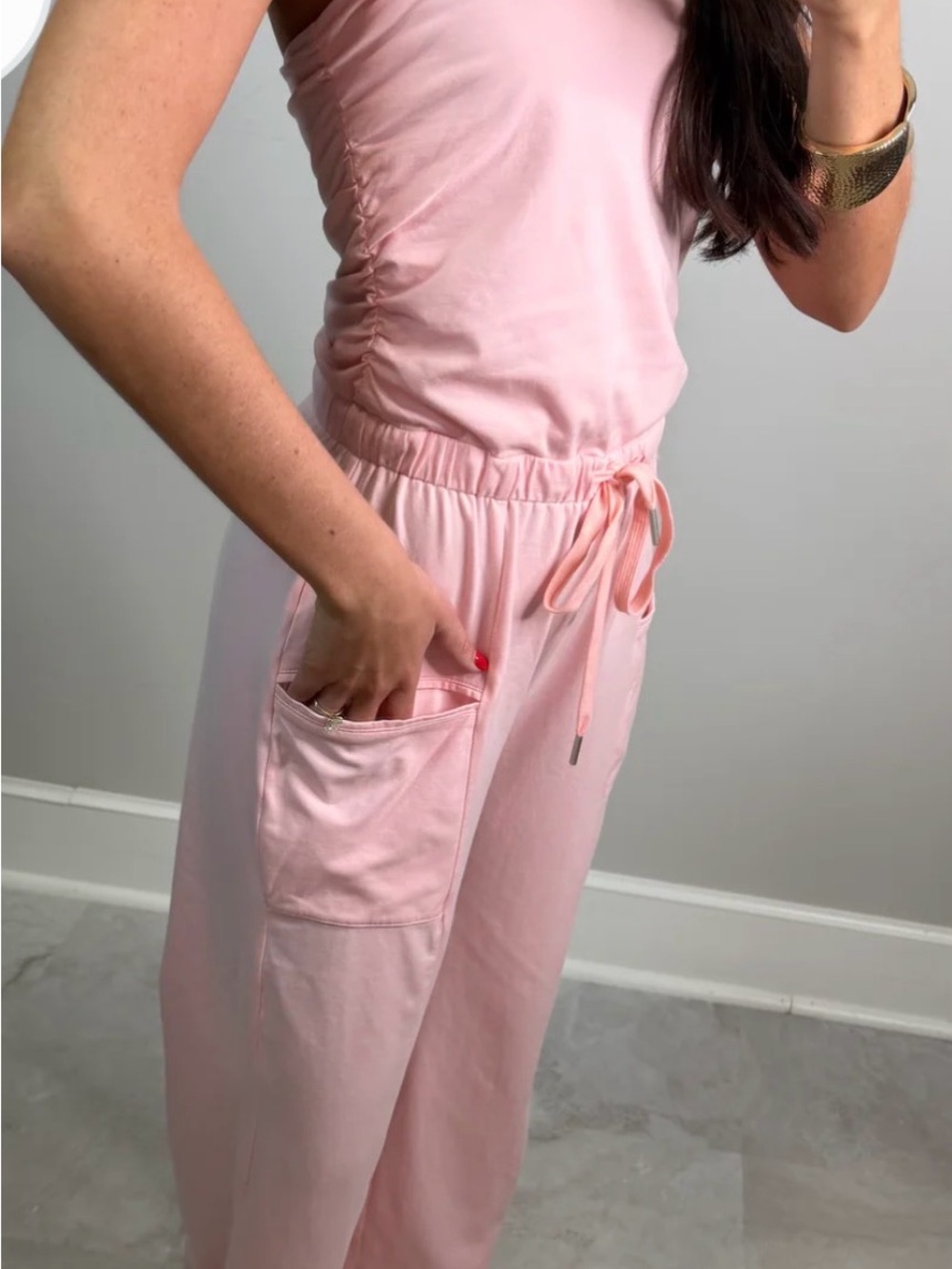 108 Le Lis Strapless Light Pink Wide-Leg Jumpsuit - Picture 2 of 4